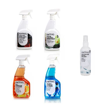 AKTIVO KITCHEN CLEANING 5 PRODUCT PACK - Fridge Cleaner, Oven & BBQ Cleaner, Glass Cleaner, Stainless Steel Polish & All  Purpose Cleaner