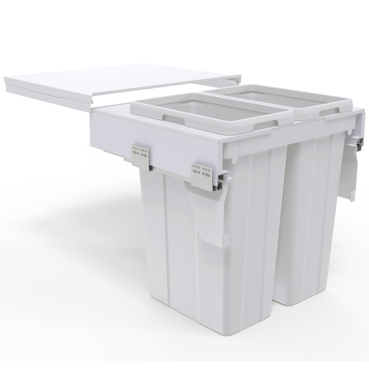 BIN & FRAME SET to suit 600mm cabinet width - no runners 2 x 35 ltr buckets and side by side frame