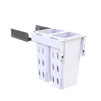 Hideaway CONCELO Laundry Hamper Door Pull 2 x 35L ventilated basket (2 x White) - Soft Closing