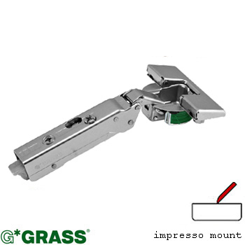 Grass TIOMOS Impresso tool-less HINGE 110deg C03 overlay Mepla/Blum pattern SOFT CLOSE F017139330228