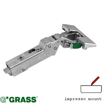 Grass TIOMOS Impresso tool-less HINGE 110deg C9.5 half-overlay Mepla/Blum pattern SOFT CLOSE F017139331228