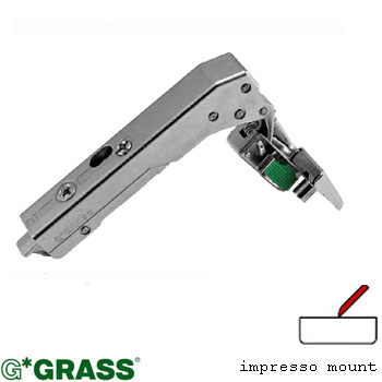 Grass TIOMOS Impresso tool-less HINGE BLIND CORNER 110deg inset Mepla/Blum pattern SOFT CLOSE F017139342223
