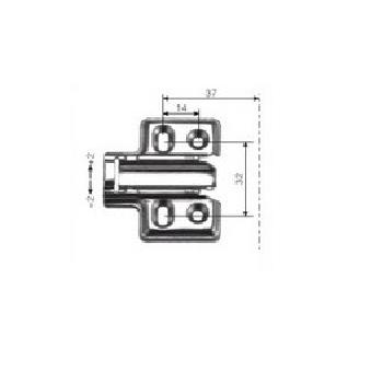 Noble Hinge mounting plate H:0mm 2 holes with screw holes to suit HC110SCB