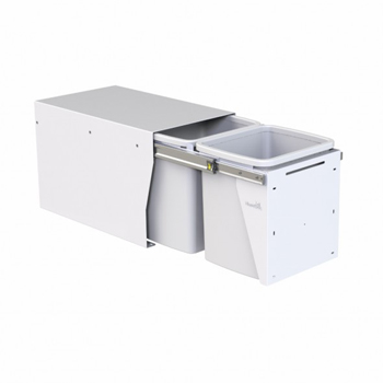 Hideaway Compact bin KCF215SCD Door pull 2 x 15ltr White FLOOR MOUNT SOFT CLOSE