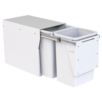 Hideaway Compact bin KCF220SCD Door Pull 2 x 20ltr White FLOOR MOUNT SOFT CLOSE