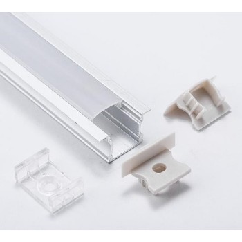 ALUMINIUM CHANNEL FOR LED STRIP LIGHTING WITH FROST DIFFUSER 14.5mm DEEP - 3MTR