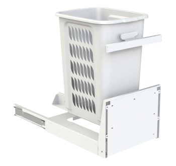 Hideaway Soft Close Laundry Hamper SCL160BMDW Base Mount Door Pull 1 x 60ltr White Ventilated basket