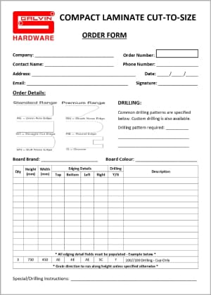 Compact Laminate Order Form