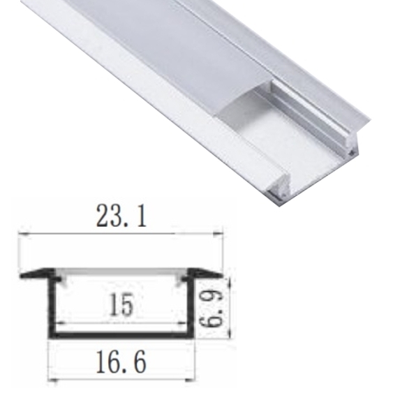 3MTR ALUMINIUM CHANNEL FOR LED STRIP LIGHTING WITH FROST DIFFUSER
