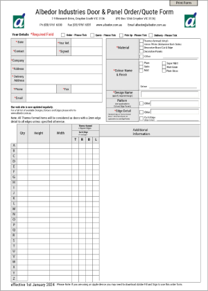 Albedor Order Form