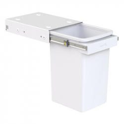 Single 20 Litre Bucket Underbench Pullout Bin with Handle in White KC20SCH-W