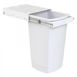 Single 50 Litre Bucket Underbench Pullout Bin with Handle in White KC50SCH-W