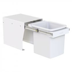 Single 15 Litre Bucket Underbench Pullout Bin with Handle in White Floor Mount KCF115SCH-W