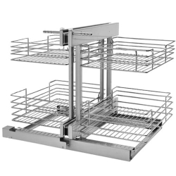 Blind Corner Unit for Kitchen Cupboards with Chrome Baskets