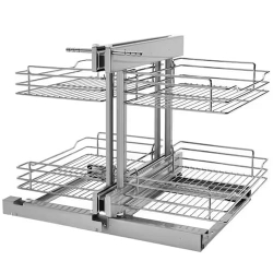 Soft Closing Blind Corner Unit for Kitchen Cupboards with Chrome Baskets