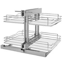 Blind Corner Unit for Kitchen Cupboards with Chrome Baskets and Solid Base