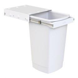Single 50 Litre Bucket Underbench Pullout Bin with Handle in White KC50SCH-W