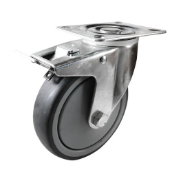 Swivel Castor With Brake Rubber Wheel 125mm