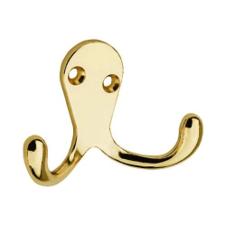 Tradco Double Robe Hook Polished Brass 3925